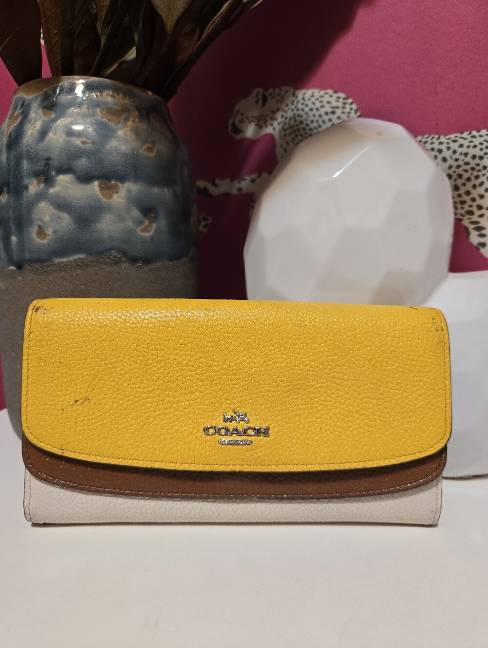 Coach Colorblock Leather Double Flap Continental Wallet